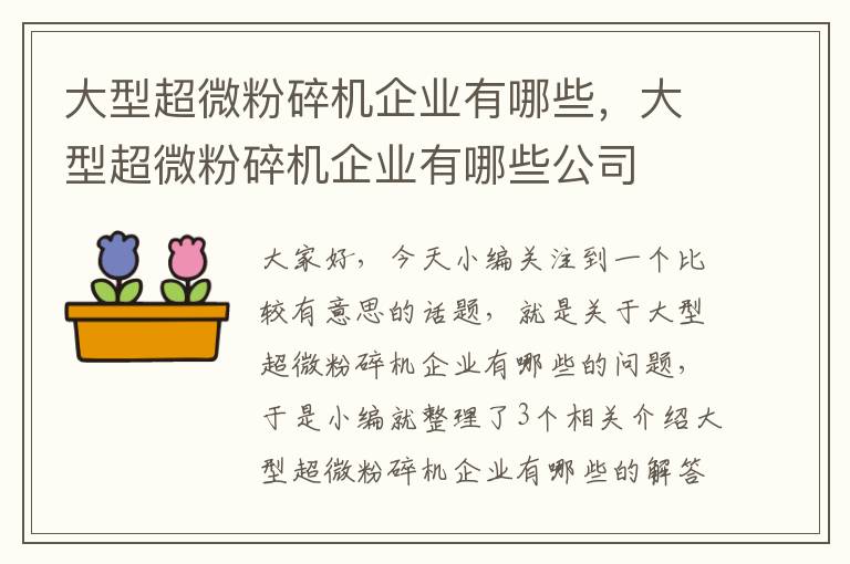 大型超微粉碎机企业有哪些，大型超微粉碎机企业有哪些公司