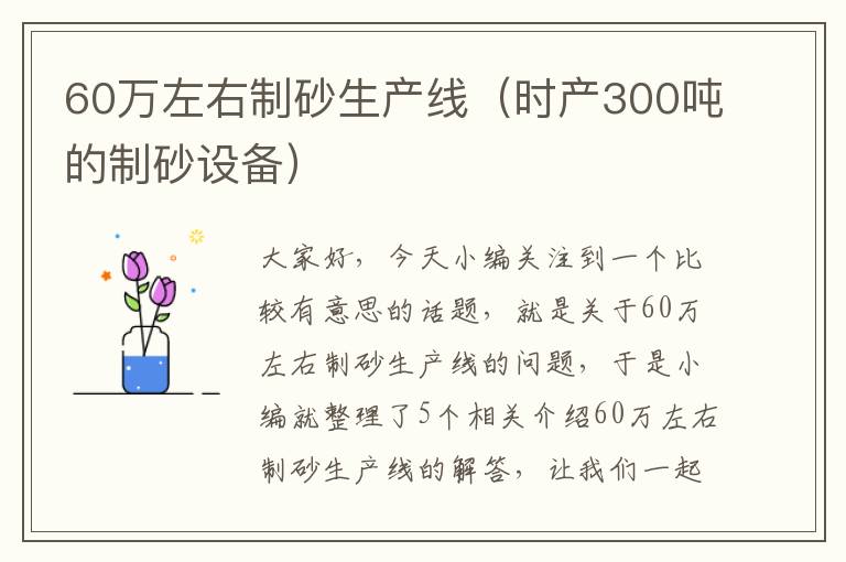 60万左右制砂生产线（时产300吨的制砂设备）