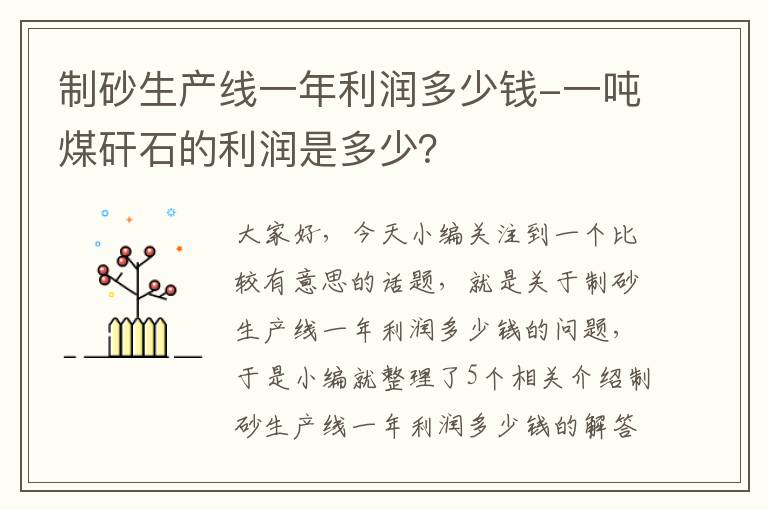 制砂生产线一年利润多少钱-一吨煤矸石的利润是多少？