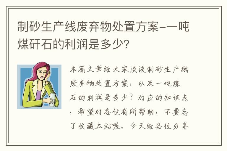 制砂生产线废弃物处置方案-一吨煤矸石的利润是多少？