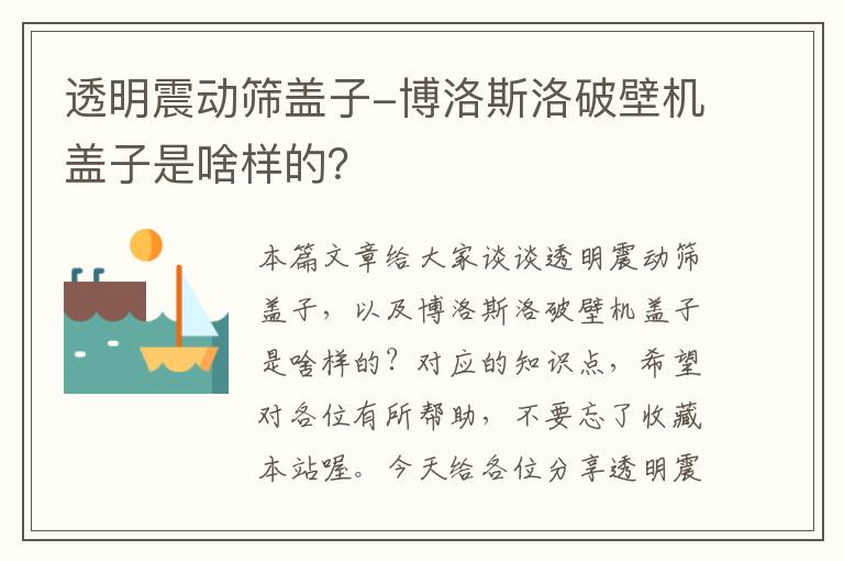 透明震动筛盖子-博洛斯洛破壁机盖子是啥样的？