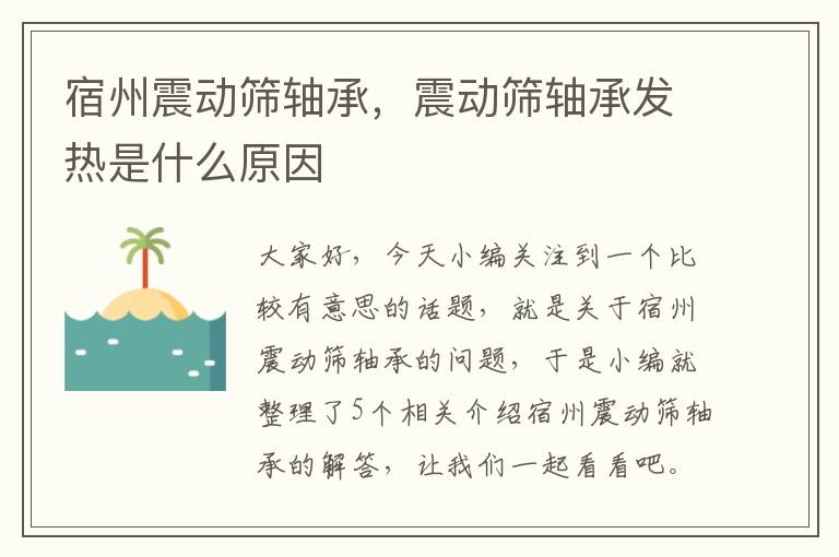 宿州震动筛轴承，震动筛轴承发热是什么原因