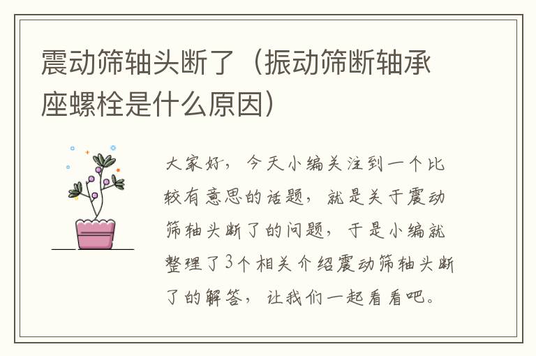 震动筛轴头断了（振动筛断轴承座螺栓是什么原因）