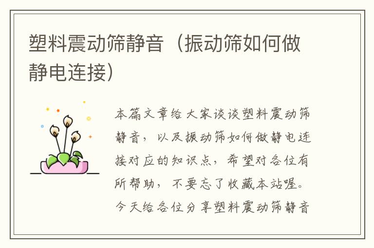 塑料震动筛静音（振动筛如何做静电连接）