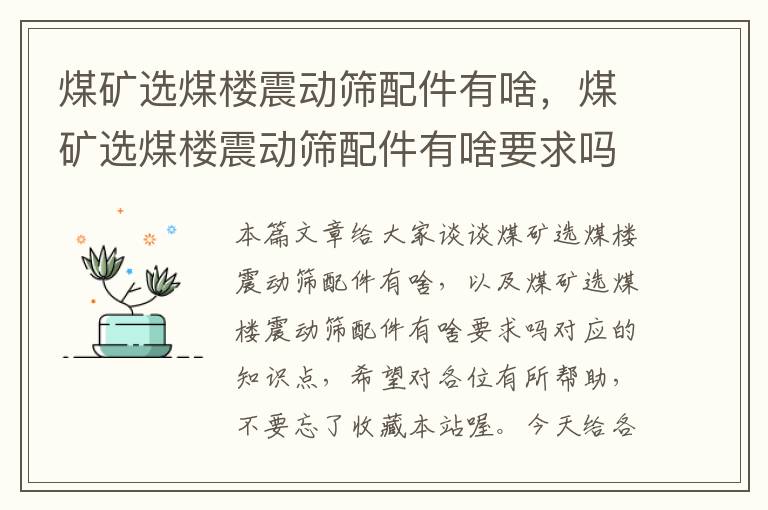 煤矿选煤楼震动筛配件有啥，煤矿选煤楼震动筛配件有啥要求吗